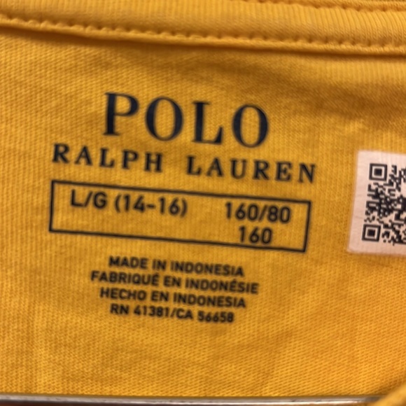 Yellow. Ralph Lauren Polo. T shirt. Large. 14 16 - Picture 2 of 3